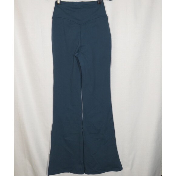 Halara Blue Crossover Waist Front Pocket Split Flare Leggings Size XS - Picture 10 of 11